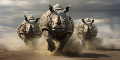 Foto op Canvas Running Rhinos © Annika