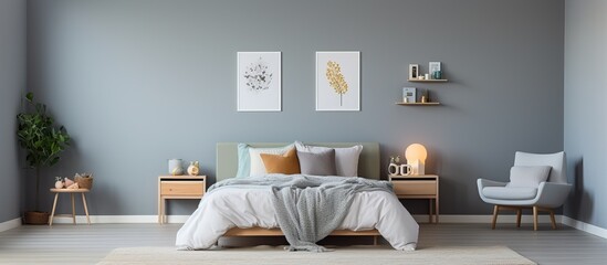 High quality image of a well lit room with one bed