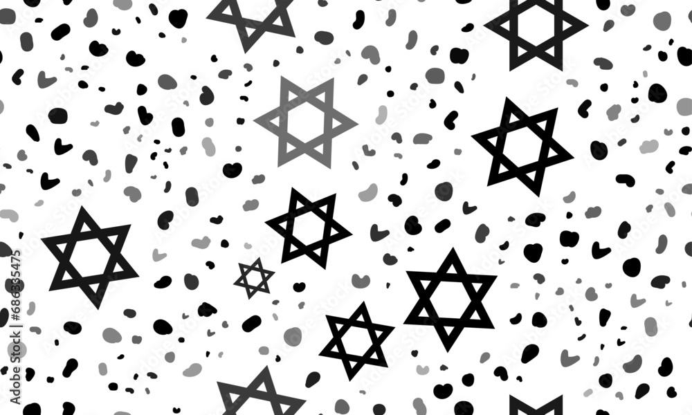 Poster abstract seamless pattern with star of david symbols. creative leopard backdrop. vector illustration