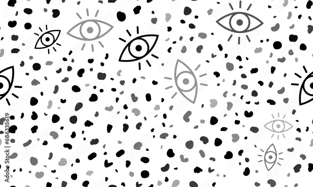 Poster abstract seamless pattern with vision symbols. creative leopard backdrop. vector illustration on whi