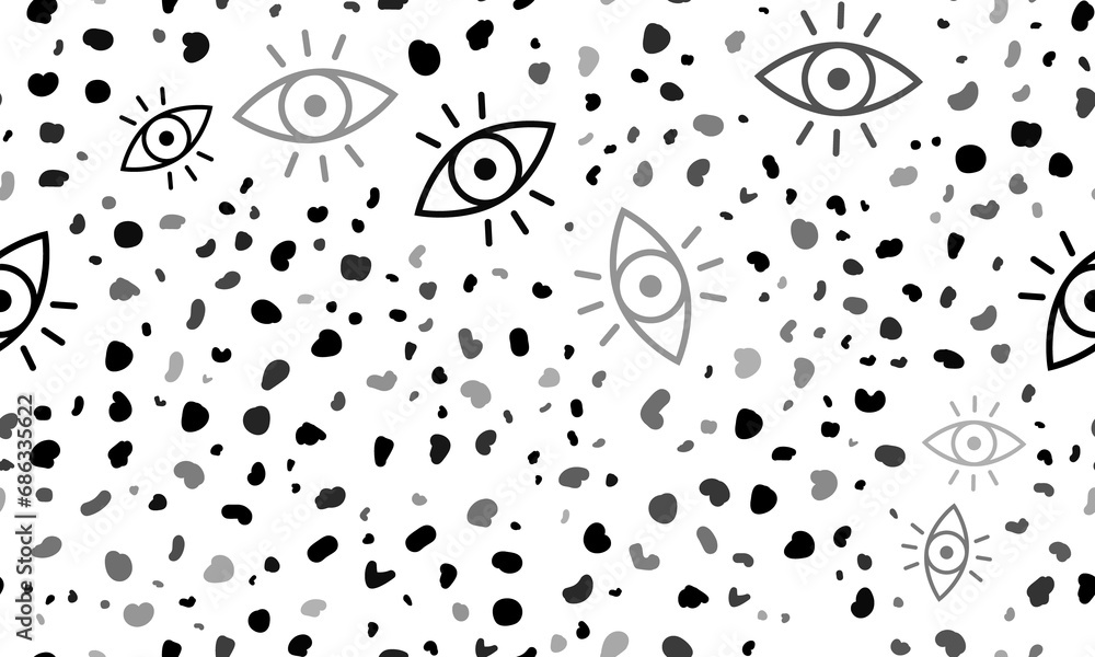 Poster abstract seamless pattern with vision symbols. creative leopard backdrop. illustration on transparen