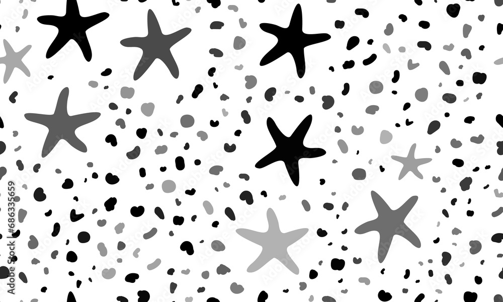 Poster abstract seamless pattern with starfish symbols. creative leopard backdrop. illustration on transpar