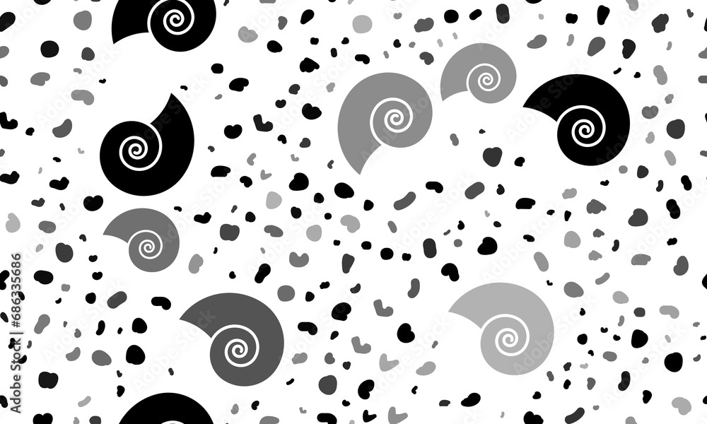 Poster abstract seamless pattern with marine nautilus symbols. creative leopard backdrop. illustration on t