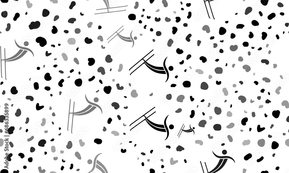 Poster abstract seamless pattern with freestyle skiing symbols. creative leopard backdrop. illustration on 