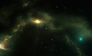 Fototapeta na wymiar Nebula in an illustrative cosmic artwork