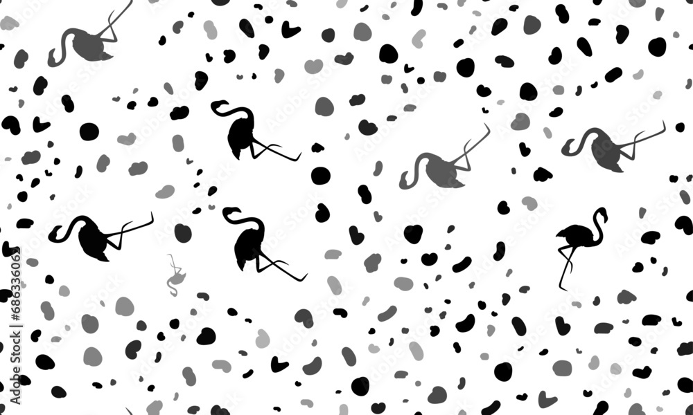 Poster abstract seamless pattern with flamingos symbols. creative leopard backdrop. vector illustration on 