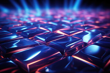 Obraz premium Abstract geometric background with neon sublight. Keyboard or buttons