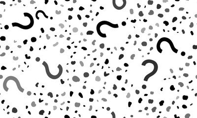 Abstract seamless pattern with question symbols. Creative leopard backdrop. Vector illustration on white background
