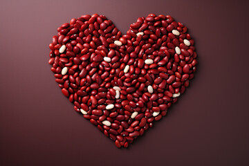 Concept of various beans forming a heart shape.