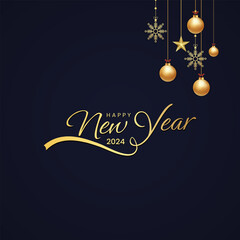 2024 Happy New Year Background Design. Greeting Card, Banner, Poster