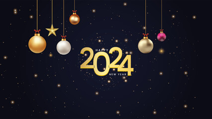 2024 Happy New Year Background Design. Greeting Card, Banner, Poster