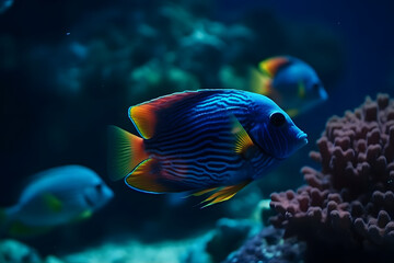 Fototapeta na wymiar Beautiful fish at the bottom of the sea. 