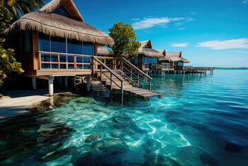 Bungalows on the ocean or sea water