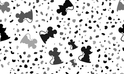 Abstract seamless pattern with mouse symbols. Creative leopard backdrop. Vector illustration on white background
