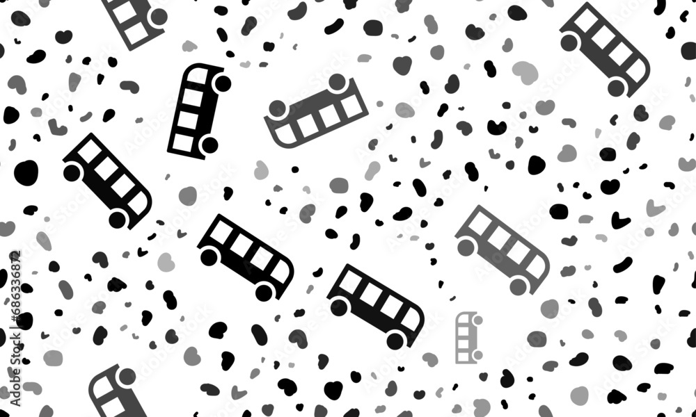 Poster abstract seamless pattern with bus symbols. creative leopard backdrop. vector illustration on white 