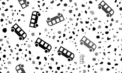 Abstract seamless pattern with bus symbols. Creative leopard backdrop. Vector illustration on white background