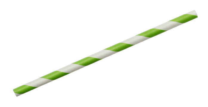 Close up paper drinking straw isolated on white background with clipping path, eco friendly