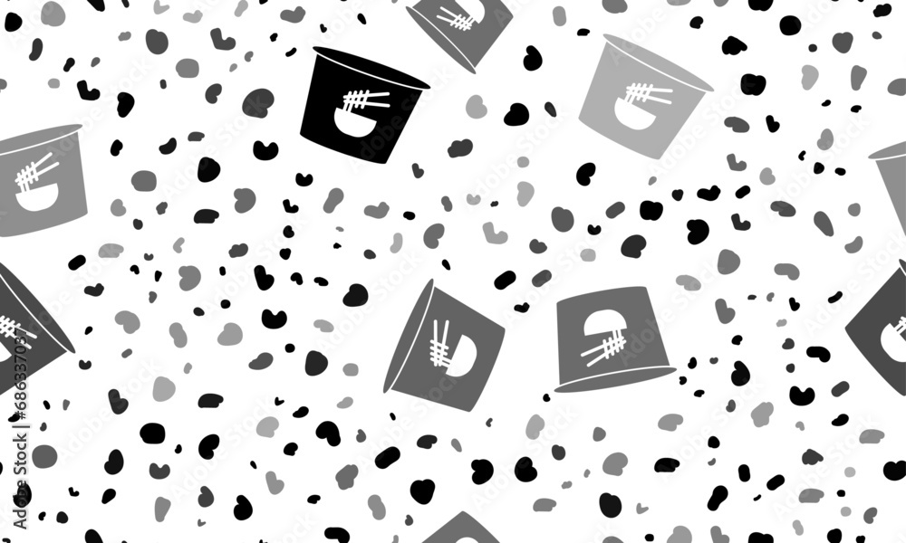 Poster abstract seamless pattern with instant noodles symbols. creative leopard backdrop. vector illustrati