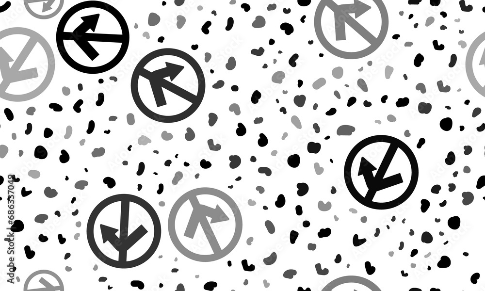 Poster abstract seamless pattern with no right turn signs. creative leopard backdrop. illustration on trans