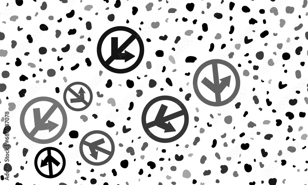 Aufkleber abstract seamless pattern with no left turn signs. creative leopard backdrop. illustration on transp