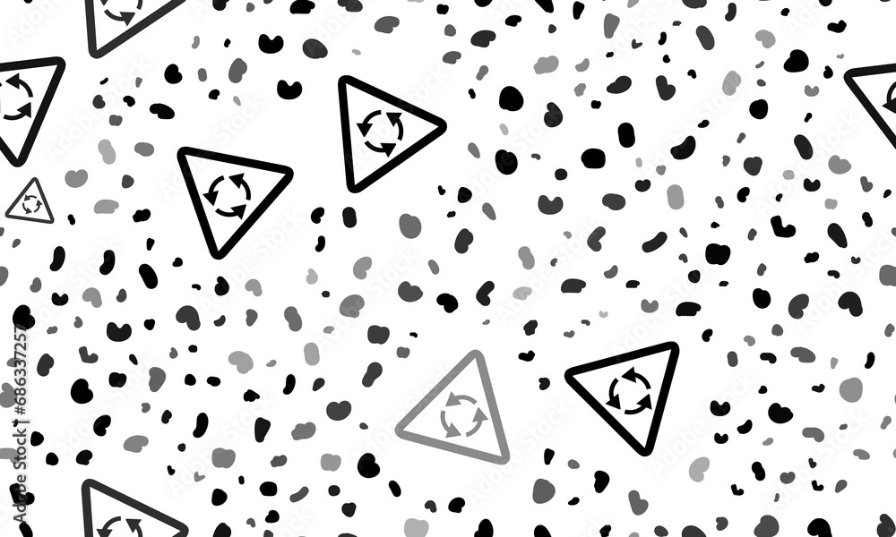 Poster abstract seamless pattern with roundabout signs. creative leopard backdrop. illustration on transpar