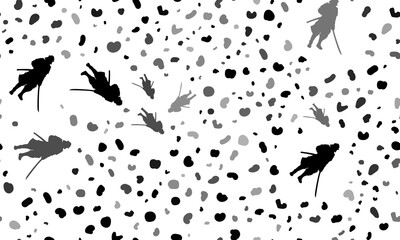 Abstract seamless pattern with samurai symbols. Creative leopard backdrop. Illustration on transparent background