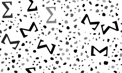 Abstract seamless pattern with sigma symbols. Creative leopard backdrop. Vector illustration on white background