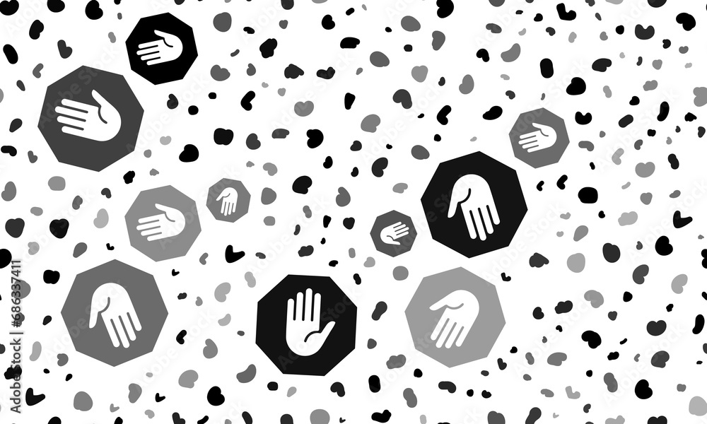 Poster abstract seamless pattern with stop hand symbols. creative leopard backdrop. illustration on transpa