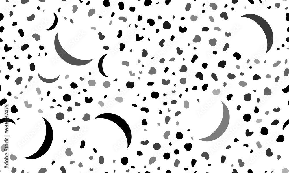 Poster Abstract seamless pattern with crescent symbols. Creative leopard backdrop. Illustration on transparent background