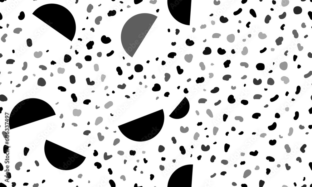 Poster abstract seamless pattern with semicircle symbols. creative leopard backdrop. vector illustration on
