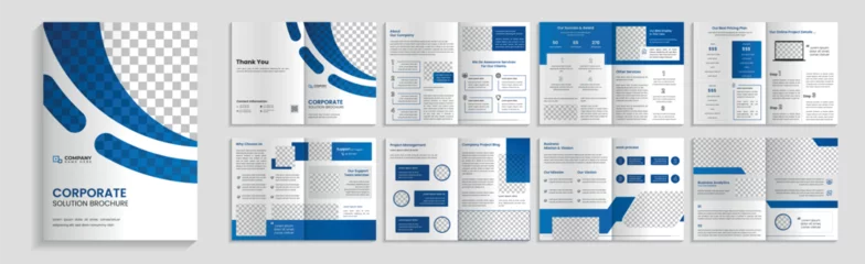 Foto op Canvas Corporate business solution brochure, 16 page company profile brochure editable template layout design. © RIFAT
