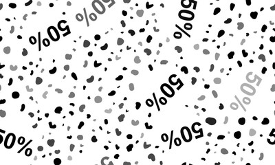 Abstract seamless pattern with 50 percent symbols. Creative leopard backdrop. Vector illustration on white background