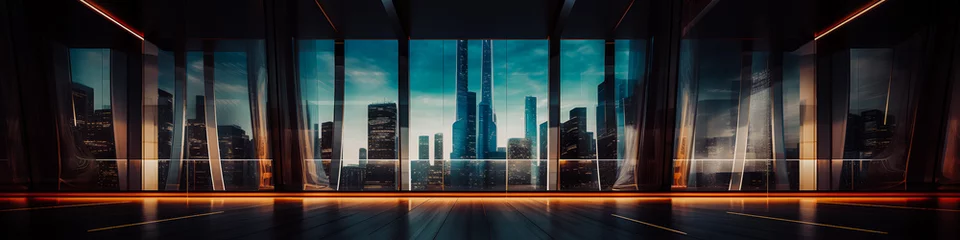 Paysage urbain avec buildings, vue de nuit © Concept Photo Studio