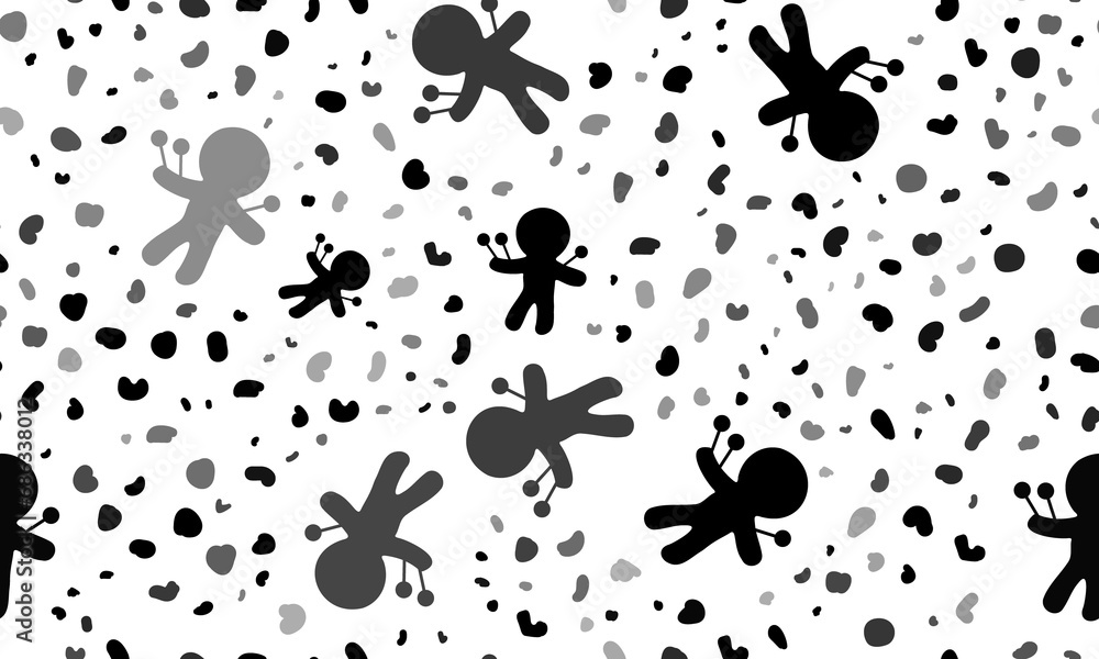 Poster abstract seamless pattern with voodoo doll symbols. creative leopard backdrop. illustration on trans