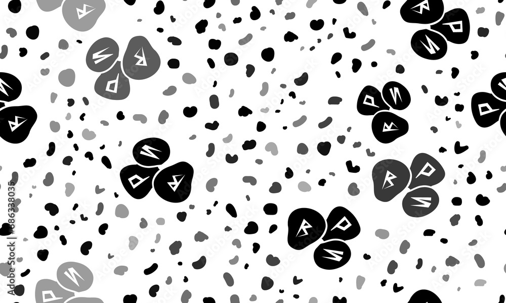 Poster abstract seamless pattern with divination stones symbols. creative leopard backdrop. illustration on