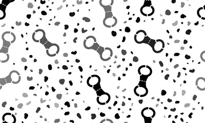 Abstract seamless pattern with handcuffs symbols. Creative leopard backdrop. Illustration on transparent background
