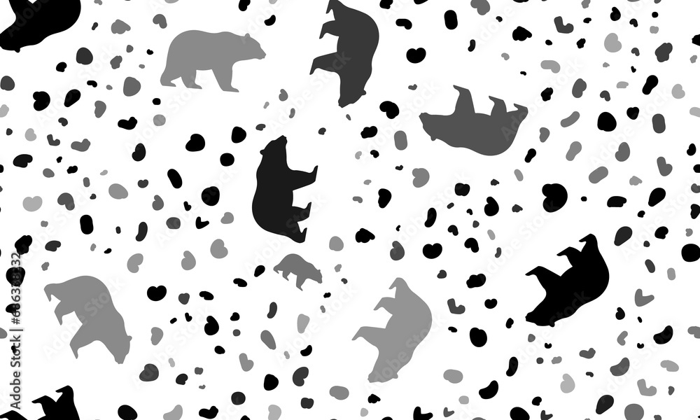 Poster abstract seamless pattern with bear symbols. creative leopard backdrop. illustration on transparent 