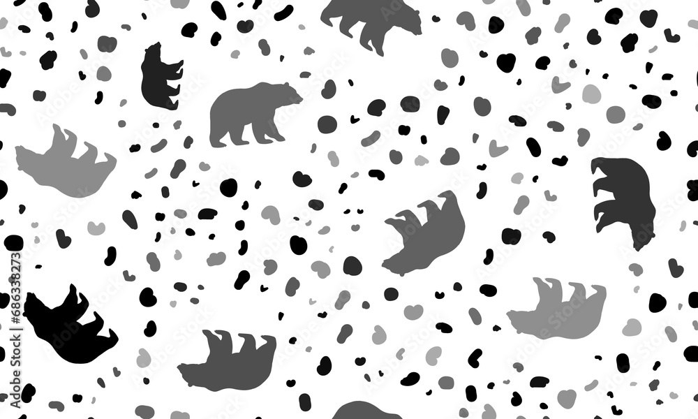 Poster abstract seamless pattern with bear icons. creative leopard backdrop. illustration on transparent ba