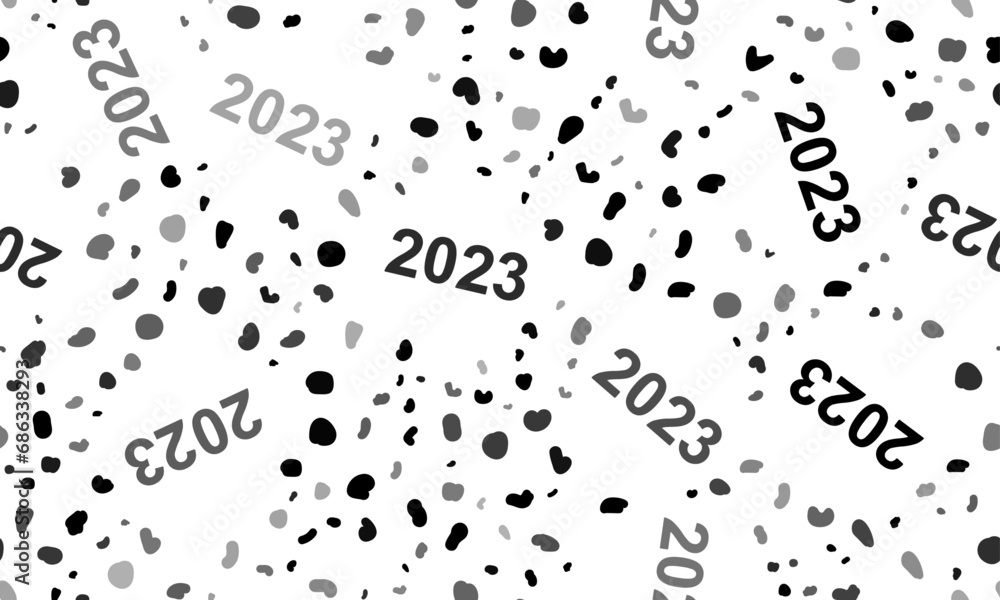 Poster abstract seamless pattern with 2023 year symbols. creative leopard backdrop. vector illustration on 