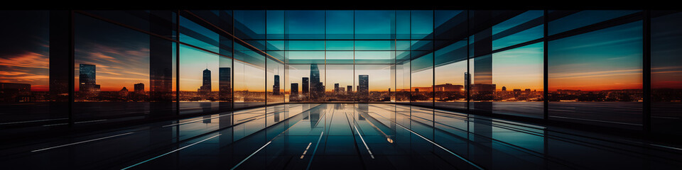 Paysage urbain avec buildings, vue de nuit © Concept Photo Studio