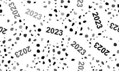 Abstract seamless pattern with 2023 year symbols. Creative leopard backdrop. Illustration on transparent background