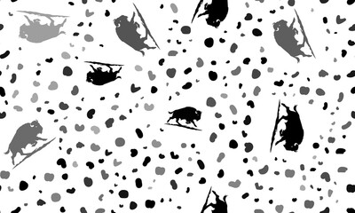 Fototapeta premium Abstract seamless pattern with wild buffalos. Creative leopard backdrop. Illustration on transparent background