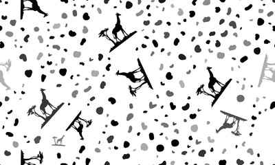 Abstract seamless pattern with giraffe symbols. Creative leopard backdrop. Illustration on transparent background