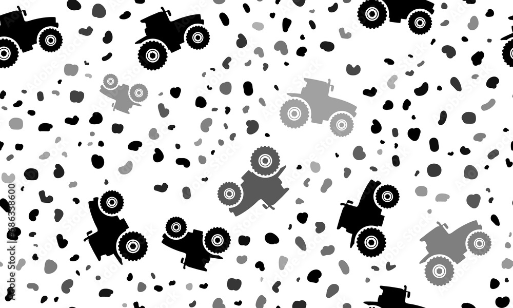 Poster abstract seamless pattern with tractor icons. creative leopard backdrop. illustration on transparent
