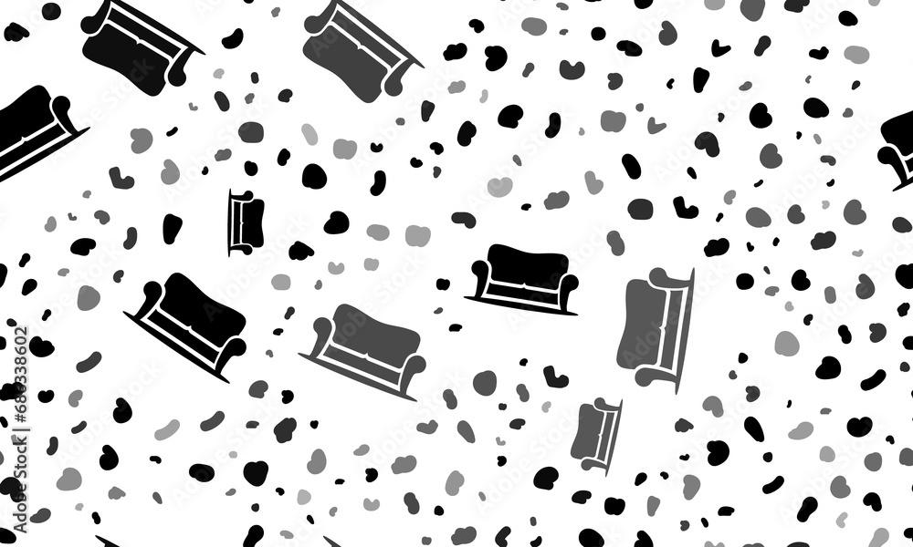 Poster abstract seamless pattern with sofa symbols. creative leopard backdrop. illustration on transparent 