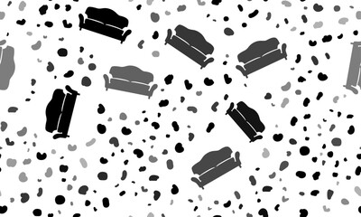 Abstract seamless pattern with sofa symbols. Creative leopard backdrop. Vector illustration on white background