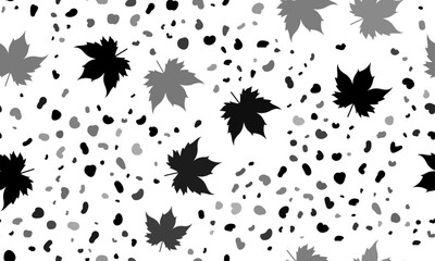 Abstract seamless pattern with maple leaf symbols. Creative leopard backdrop. Vector illustration on white background