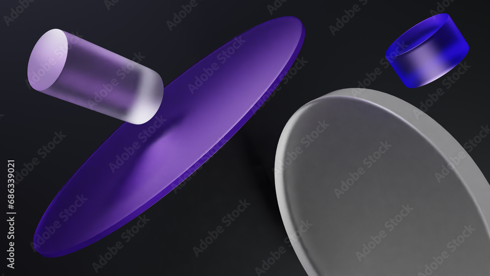 Aufkleber 3d rendered illustration with glass shapes in different colors. a minimal abstract scene with geomet