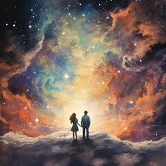 Fototapeta premium Couple look at the stars