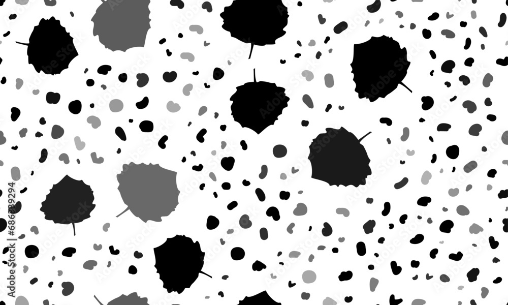 Poster abstract seamless pattern with aspen leafs. creative leopard backdrop. vector illustration on white 